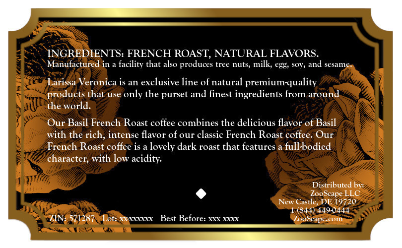 Basil French Roast Coffee <BR>(Single Serve K-Cup Pods)