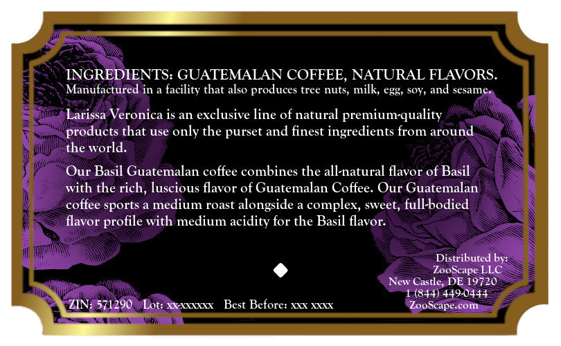 Basil Guatemalan Coffee <BR>(Single Serve K-Cup Pods)