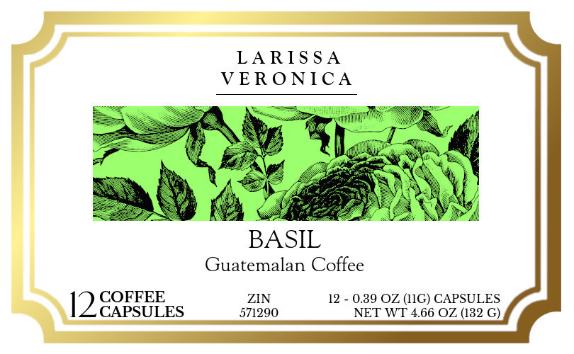 Basil Guatemalan Coffee <BR>(Single Serve K-Cup Pods) - Label