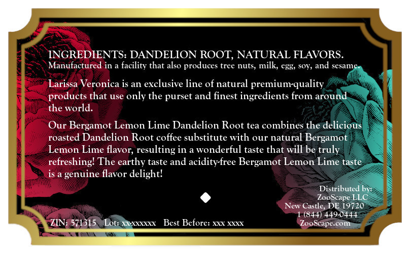 Bergamot Lemon Lime Dandelion Root Tea <BR>(Single Serve K-Cup Pods)