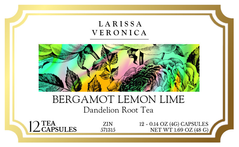 Bergamot Lemon Lime Dandelion Root Tea <BR>(Single Serve K-Cup Pods) - Label