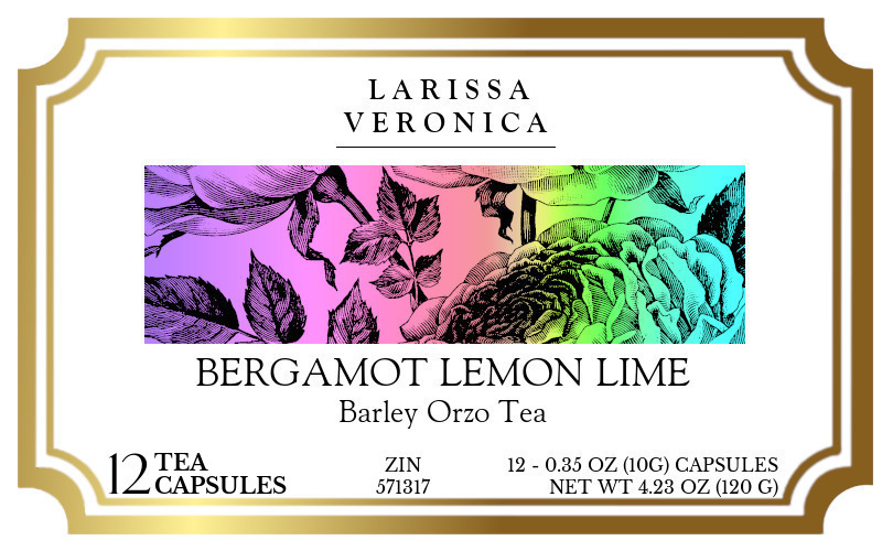 Bergamot Lemon Lime Barley Orzo Tea <BR>(Single Serve K-Cup Pods) - Label