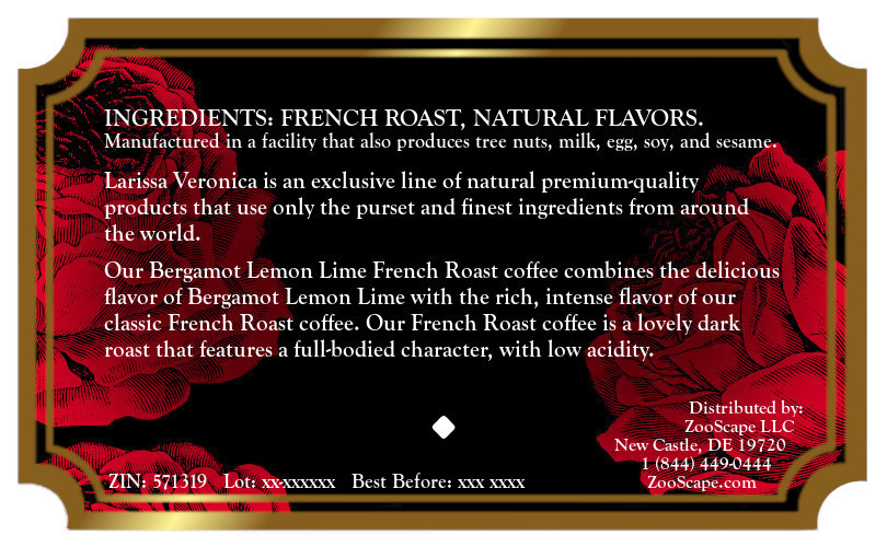 Bergamot Lemon Lime French Roast Coffee <BR>(Single Serve K-Cup Pods)