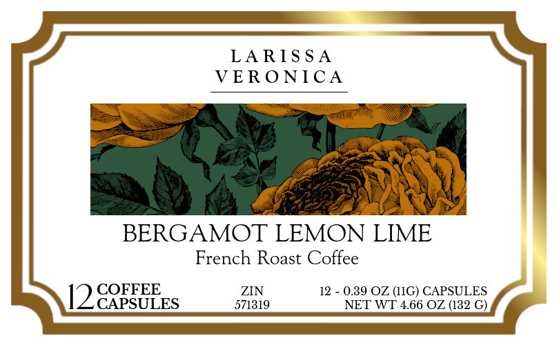 Bergamot Lemon Lime French Roast Coffee <BR>(Single Serve K-Cup Pods) - Label