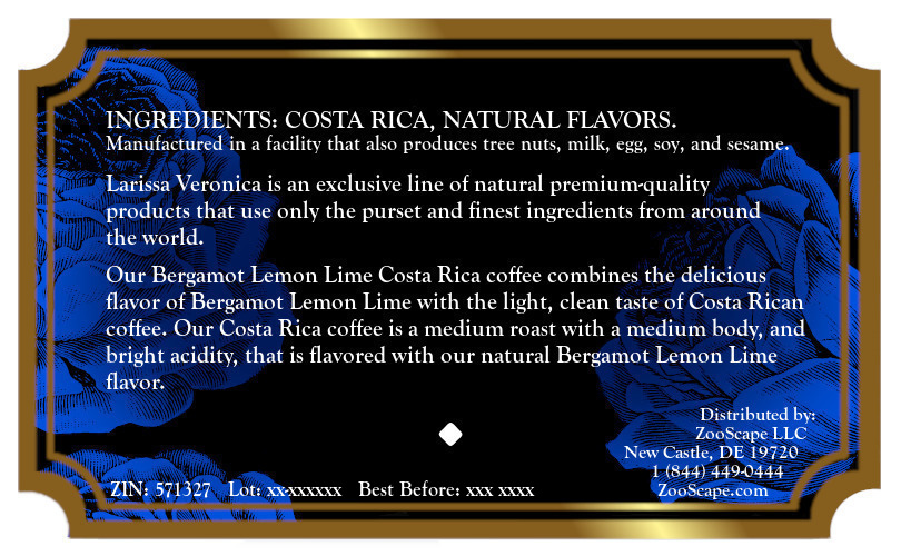 Bergamot Lemon Lime Costa Rica Coffee <BR>(Single Serve K-Cup Pods)