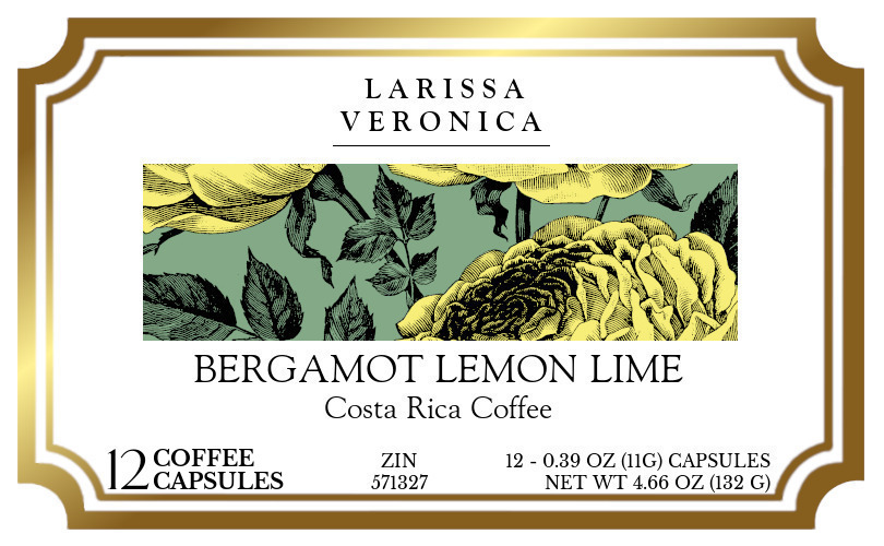 Bergamot Lemon Lime Costa Rica Coffee <BR>(Single Serve K-Cup Pods) - Label