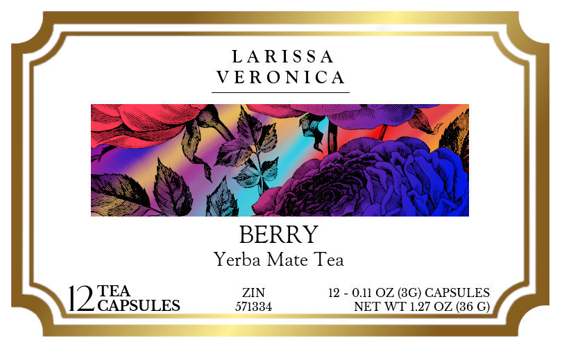 Berry Yerba Mate Tea <BR>(Single Serve K-Cup Pods) - Label