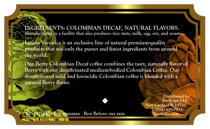 Berry Colombian Decaf Coffee <BR>(Single Serve K-Cup Pods)