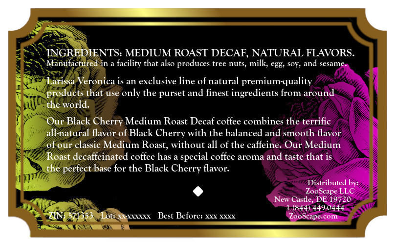 Black Cherry Medium Roast Decaf Coffee <BR>(Single Serve K-Cup Pods)