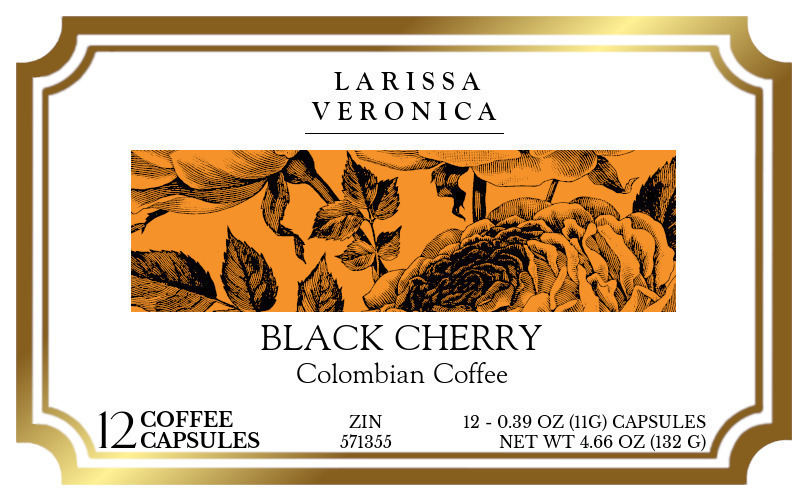 Black Cherry Colombian Coffee <BR>(Single Serve K-Cup Pods) - Label