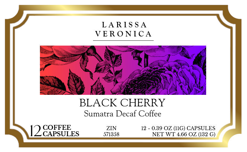 Black Cherry Sumatra Decaf Coffee <BR>(Single Serve K-Cup Pods) - Label