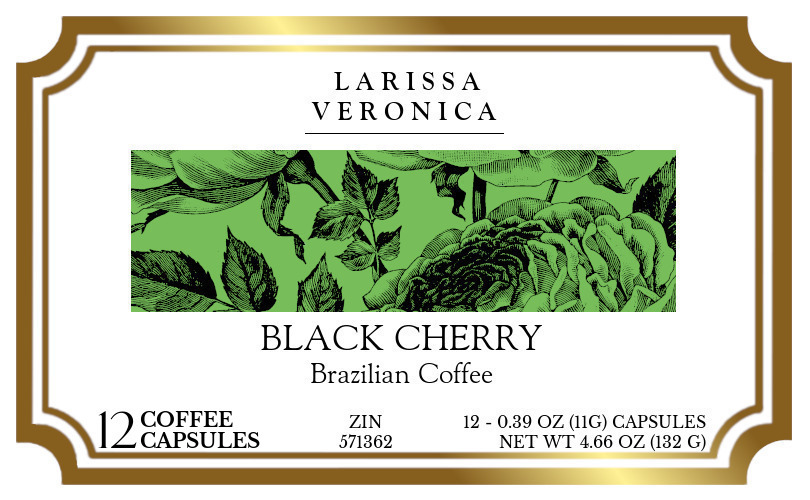 Black Cherry Brazilian Coffee <BR>(Single Serve K-Cup Pods) - Label