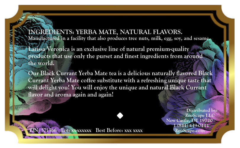 Black Currant Yerba Mate Tea <BR>(Single Serve K-Cup Pods)