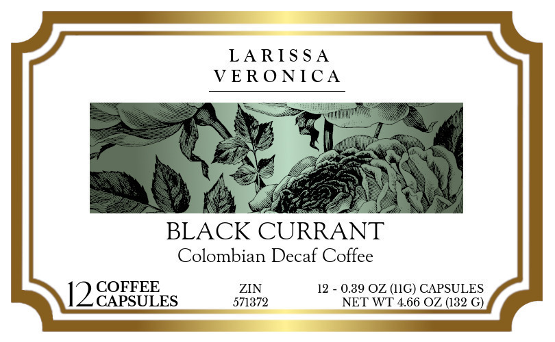 Black Currant Colombian Decaf Coffee <BR>(Single Serve K-Cup Pods) - Label