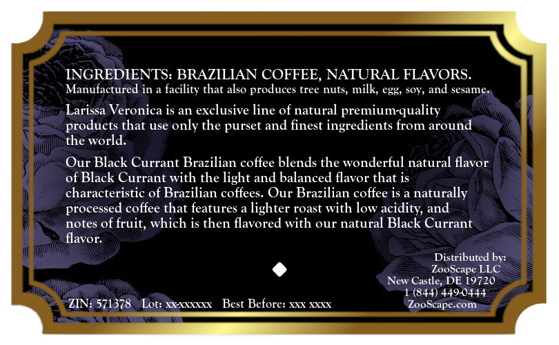 Black Currant Brazilian Coffee <BR>(Single Serve K-Cup Pods)