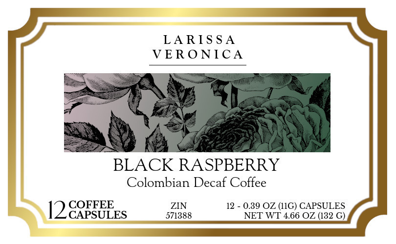 Black Raspberry Colombian Decaf Coffee <BR>(Single Serve K-Cup Pods) - Label
