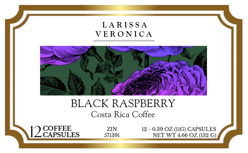 Black Raspberry Costa Rica Coffee <BR>(Single Serve K-Cup Pods) - Label