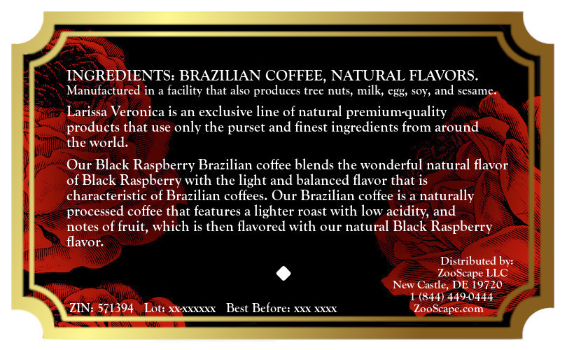 Black Raspberry Brazilian Coffee <BR>(Single Serve K-Cup Pods)