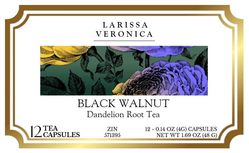 Black Walnut Dandelion Root Tea <BR>(Single Serve K-Cup Pods) - Label