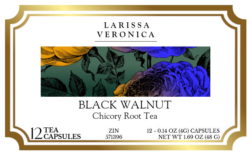 Black Walnut Chicory Root Tea <BR>(Single Serve K-Cup Pods) - Label