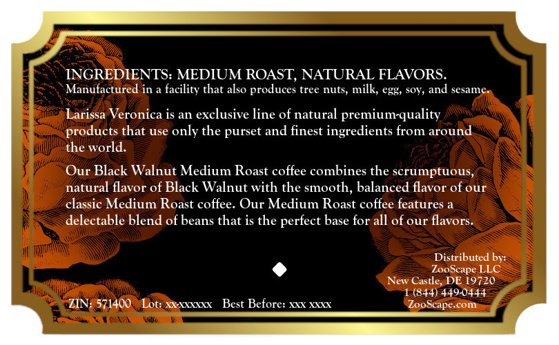 Black Walnut Medium Roast Coffee <BR>(Single Serve K-Cup Pods)