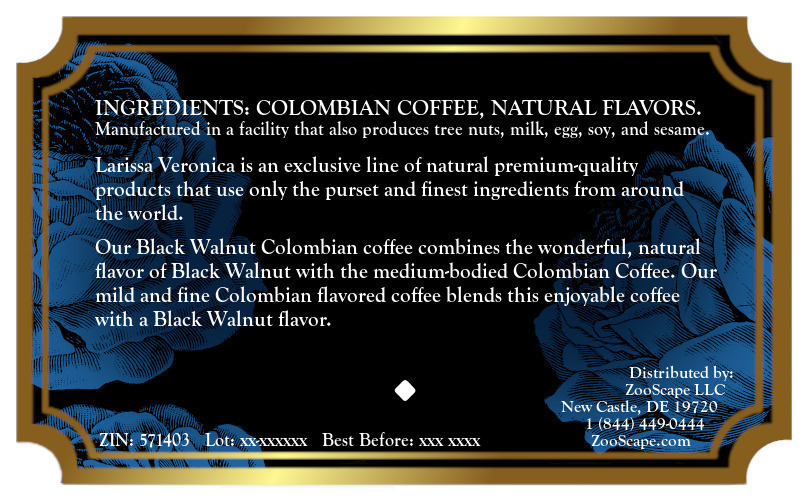 Black Walnut Colombian Coffee <BR>(Single Serve K-Cup Pods)