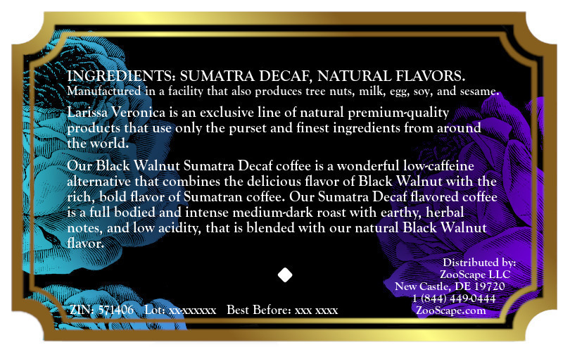 Black Walnut Sumatra Decaf Coffee <BR>(Single Serve K-Cup Pods)