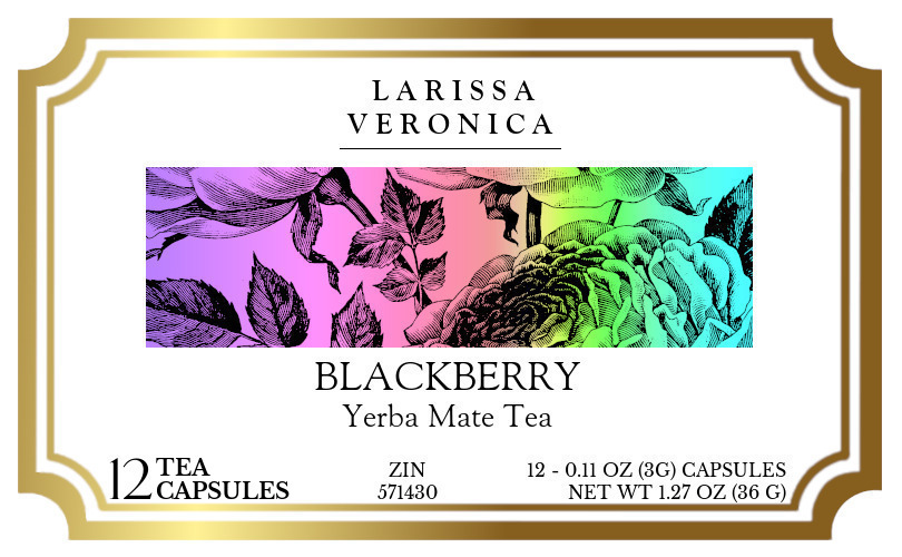 Blackberry Yerba Mate Tea <BR>(Single Serve K-Cup Pods) - Label