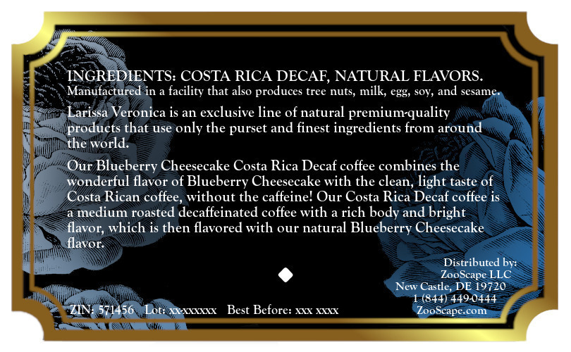 Blueberry Cheesecake Costa Rica Decaf Coffee <BR>(Single Serve K-Cup Pods)