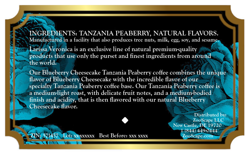 Blueberry Cheesecake Tanzania Peaberry Coffee <BR>(Single Serve K-Cup Pods)