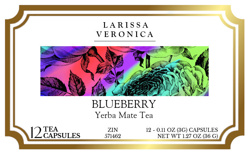 Blueberry Yerba Mate Tea <BR>(Single Serve K-Cup Pods) - Label