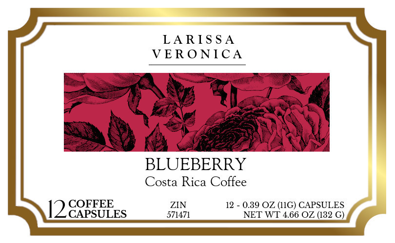 Blueberry Costa Rica Coffee <BR>(Single Serve K-Cup Pods) - Label