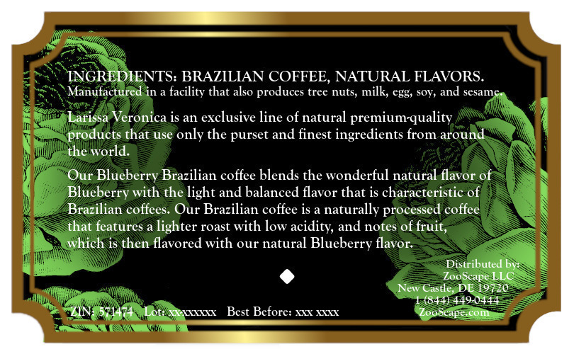 Blueberry Brazilian Coffee <BR>(Single Serve K-Cup Pods)