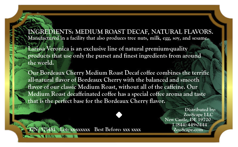 Bordeaux Cherry Medium Roast Decaf Coffee <BR>(Single Serve K-Cup Pods)