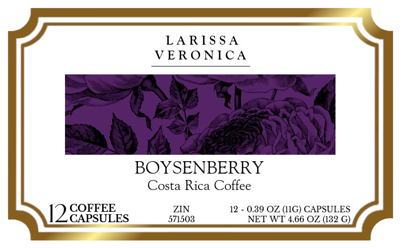 Boysenberry Costa Rica Coffee <BR>(Single Serve K-Cup Pods) - Label