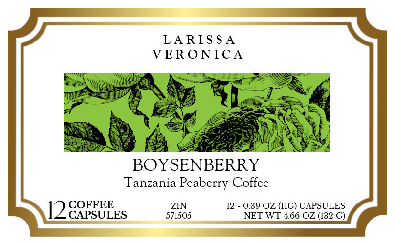Boysenberry Tanzania Peaberry Coffee <BR>(Single Serve K-Cup Pods) - Label
