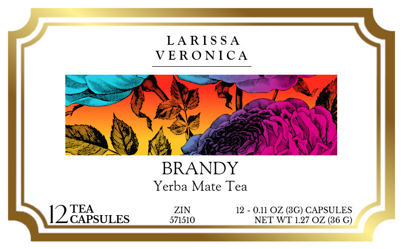 Brandy Yerba Mate Tea <BR>(Single Serve K-Cup Pods) - Label