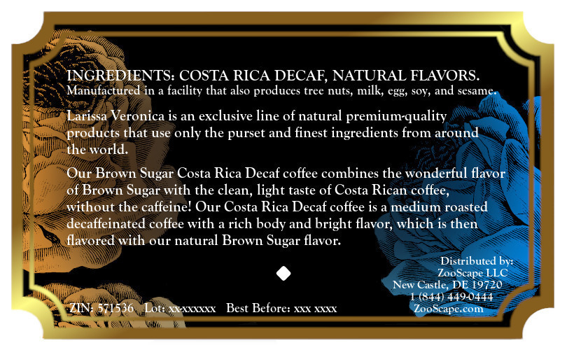 Brown Sugar Costa Rica Decaf Coffee <BR>(Single Serve K-Cup Pods)