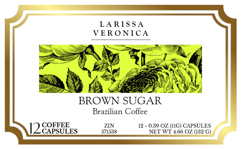 Brown Sugar Brazilian Coffee <BR>(Single Serve K-Cup Pods) - Label
