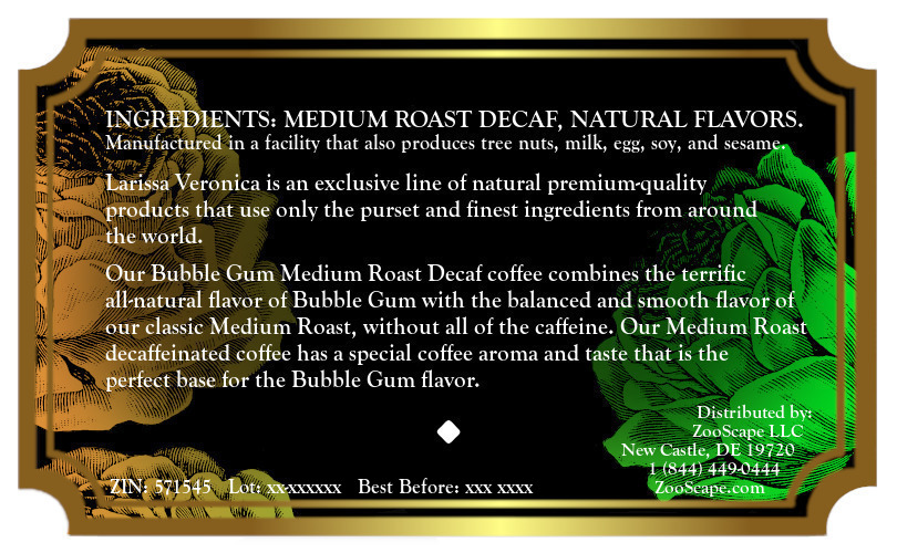 Bubble Gum Medium Roast Decaf Coffee <BR>(Single Serve K-Cup Pods)