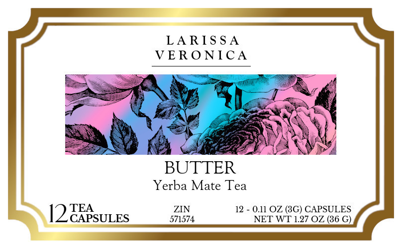 Butter Yerba Mate Tea <BR>(Single Serve K-Cup Pods) - Label
