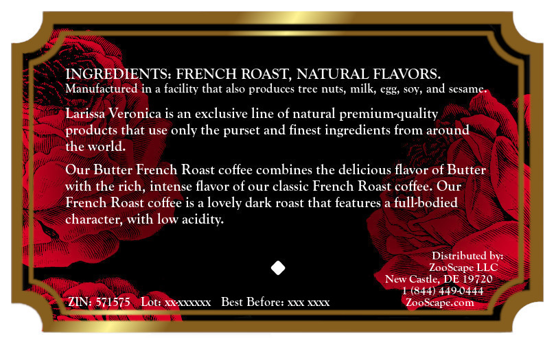Butter French Roast Coffee <BR>(Single Serve K-Cup Pods)