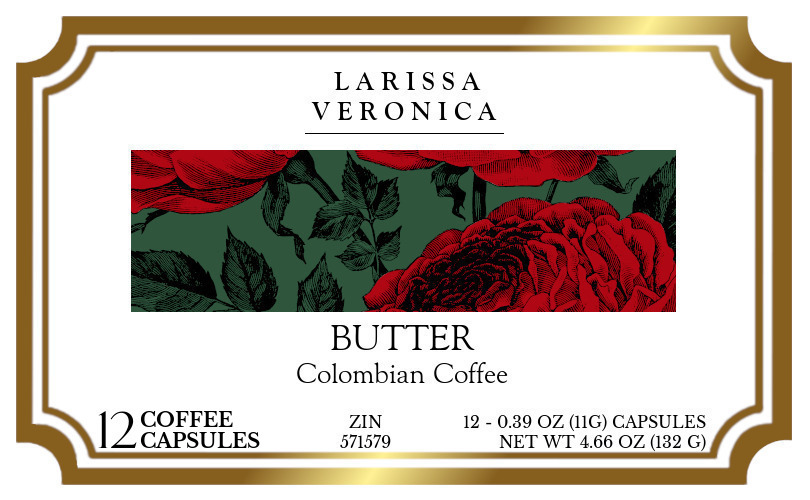 Butter Colombian Coffee <BR>(Single Serve K-Cup Pods) - Label