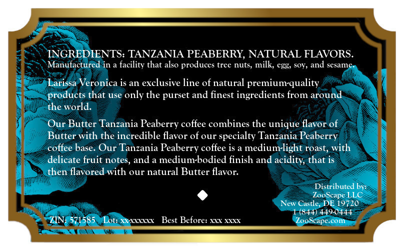Butter Tanzania Peaberry Coffee <BR>(Single Serve K-Cup Pods)