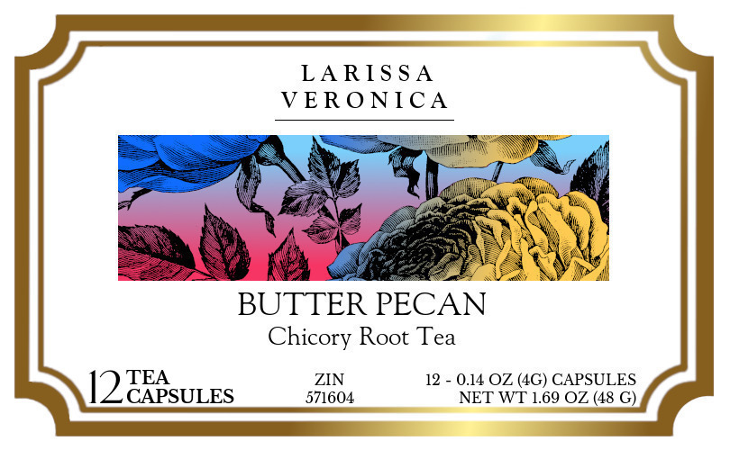 Butter Pecan Chicory Root Tea <BR>(Single Serve K-Cup Pods) - Label