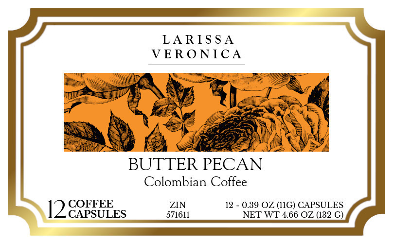 Butter Pecan Colombian Coffee <BR>(Single Serve K-Cup Pods) - Label