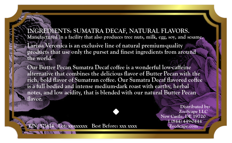 Butter Pecan Sumatra Decaf Coffee <BR>(Single Serve K-Cup Pods)