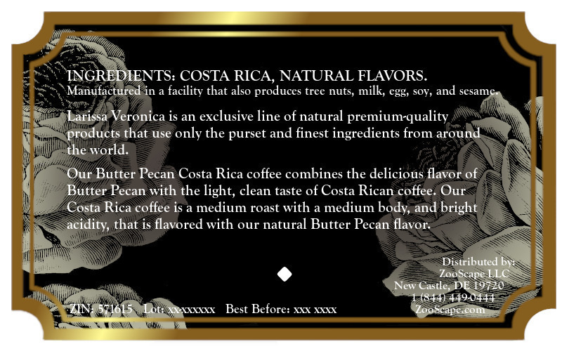 Butter Pecan Costa Rica Coffee <BR>(Single Serve K-Cup Pods)