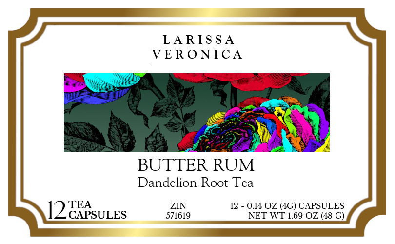 Butter Rum Dandelion Root Tea <BR>(Single Serve K-Cup Pods) - Label