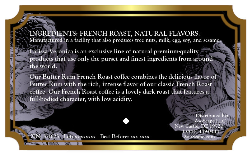 Butter Rum French Roast Coffee <BR>(Single Serve K-Cup Pods)